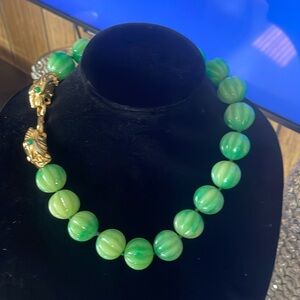 NWT KJL Jade Bead lion head necklace